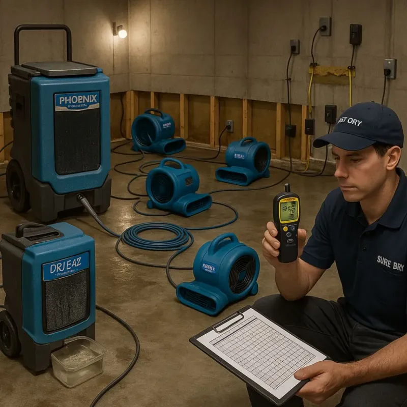 Structural Drying and Dehumidification process in Dooms, VA